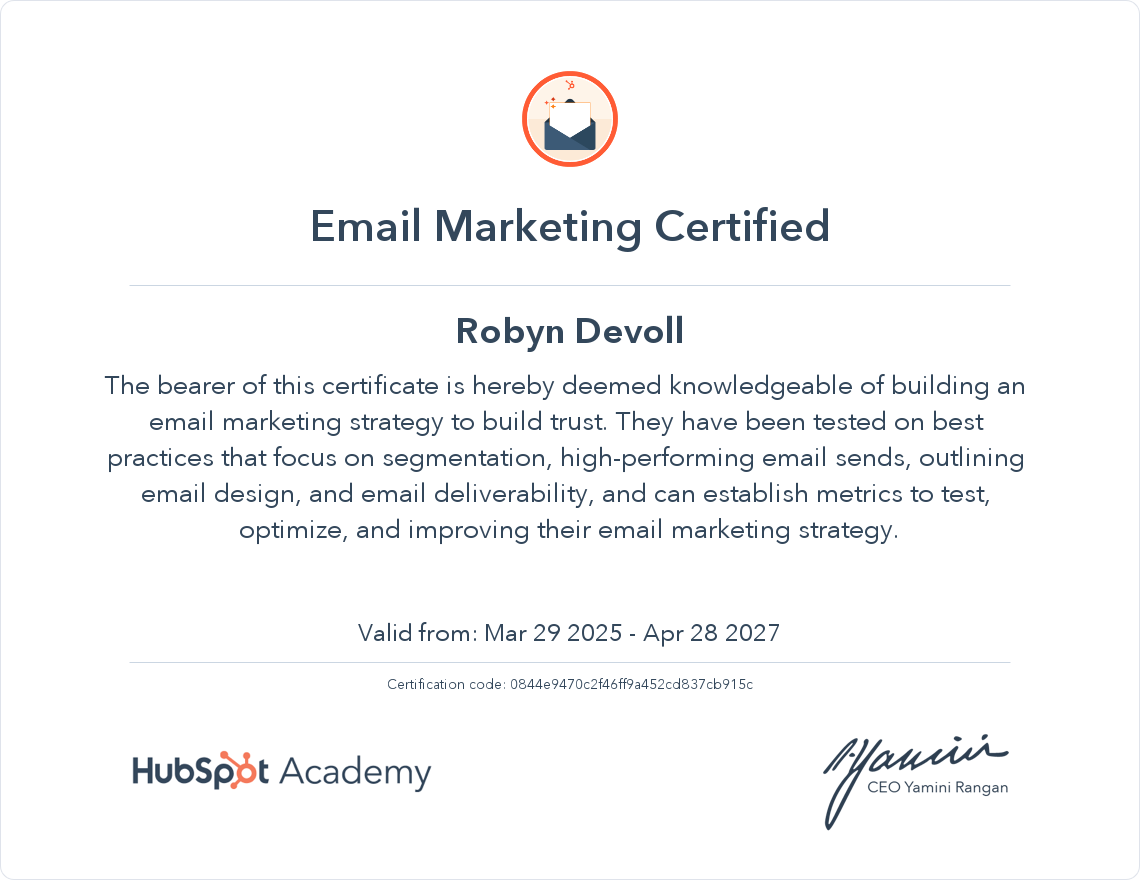 hubspot email certification